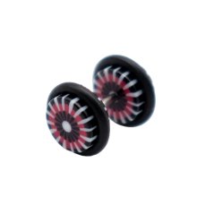 Fake Plug Acryl, 1,2 x 6 x 8 mm, schwarz/pink