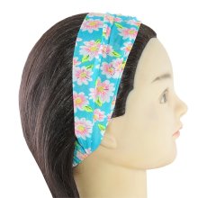 Haarband für Kinder, türkis mit Blumen Print