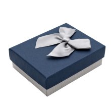 Geschenkbox, blau mit silber Schleife