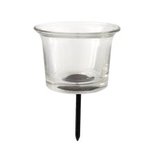 Teelichthalter Glas mit Metallstift Ø 47 mm, H 90 mm