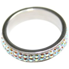 Edelstahlring mit Kristallen, U: 55mm