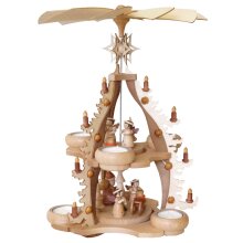 Table pyramid, natural, 2 levels, presents for 6 tea lights