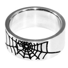 Edelstahlring "Spinnennetz", 8 mm breit, U: 57 mm