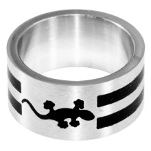 Edelstahlring "Gecko", 10 mm breit, U: 67 mm