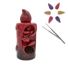 incense fountain candle red