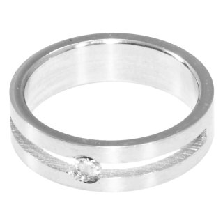 Edelstahlring, 5 mm breit, ein Stein, U: 55 mm