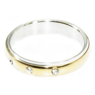 Edelstahlring, 3 Steine 4 mm breit goldfarben 5 Größen .