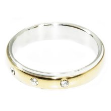 Edelstahlring, 3 Steine, 4 mm breit, goldfarben, U: 60 mm