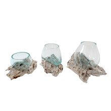 Root wood white with glass, approx. 15 - 20