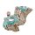 Wooden natural  standing with 2 glass tealight holders, white wash