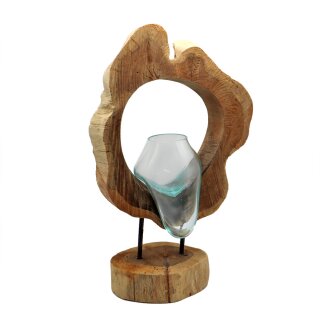 Teak wooden natural  standing with glass