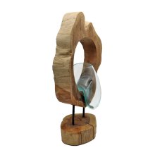 Teak wooden natural  standing with glass