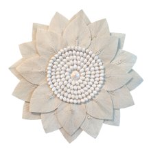Wall decoration made of cotton leaves and shells