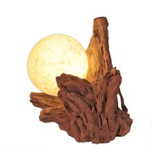 Lampe mit Ball auf Teakholz