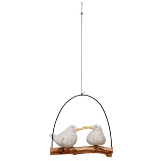Mobile, Vögel auf Holz in Metallbogen