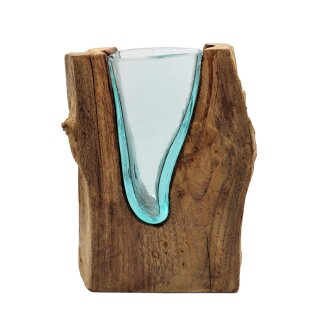 Glass vase in wood "Jepit"