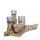 Holzwurzel mit 3 zylindrischen Gläsern