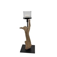 Candle holder teak root on stand 30 cm