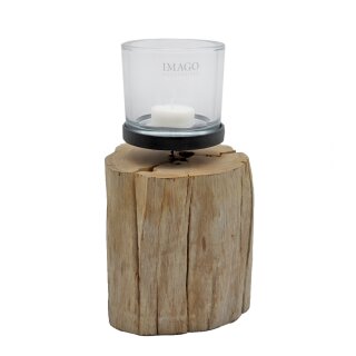 tealight holder on teak wood 15 cm