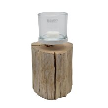 tealight holder on teak bleach wood 15 cm