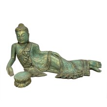 Reclining Buddha Sculpture, Green/Gold
