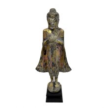 Standing Buddha sculpture, rose/gold/white