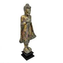 Standing Buddha sculpture, rose/gold/white