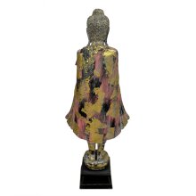 Standing Buddha sculpture, rose/gold/white