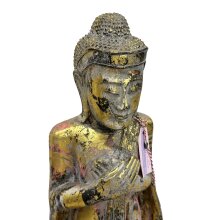 Standing Buddha sculpture, rose/gold/white