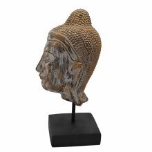 Skulptur Buddha-Kopf auf Ständer gold/schwarz
