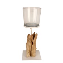 Deko-Ständer Teakholz mit Glas ca 55 cm hoch