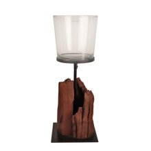 Deko-Ständer Teakholz mit Glas ca 55 cm hoch