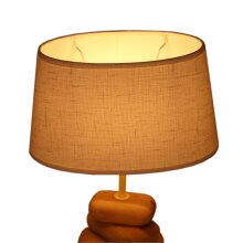 Lampe "3 Steine"mit Schirm leinen hell, oval