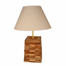 Lampe "Holzstapel" mit Schirm in Dachform