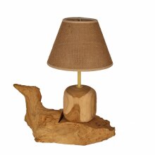 Lampe auf Wurzel mit Lampenschirm in Dachform