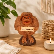 "Affe mit Schild" aus Kokosnuss, 25 cm