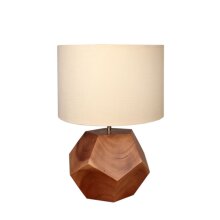Lampe Teakholzkugel mit Lampenschirm Zylinder
