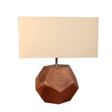Lampe Teakholzkugel mit Lampenschirm eckig