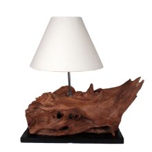 Lampe Teakholz mit Schirm in Dachform