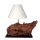 Lampe Teakholz mit Schirm in Dachform