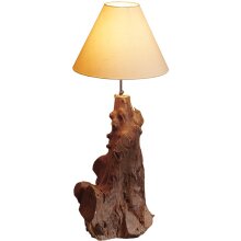 Teakholz Lampe mit Lampenschirm in Dachform