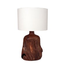 Lampe Teakholz mit Lampenschirm in Zylinderform