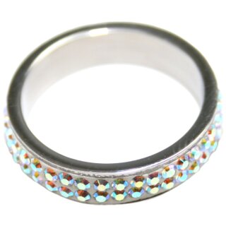 2er Set Edelstahlring mit Kristallen