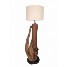 Lampe Teakholz mit Lampenschirm Ø30 creme