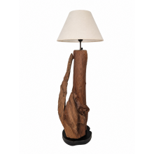 Lampe Teakholz mit Lampenschirm Ø35 creme
