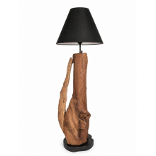 Lampe Teakholz mit Lampenschirm Ø34 schwarz