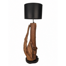 Lampe Teakholz mit Lampenschirm Ø30 schwarz