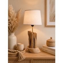 Lampe "Treibholzstamm" mit Lampenschirm oval