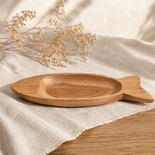 Schale Teakholz im Fischdesign 30 cm
