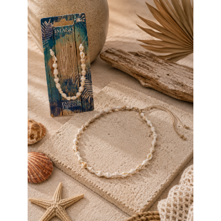 Muschel-Halskette im Boho-Style beige